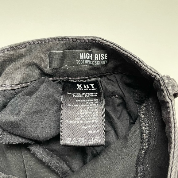 Kut From The Kloth Toothpick Skinny High Rise Charcoal Black Jeans 4 Women’s - Picture 11 of 12